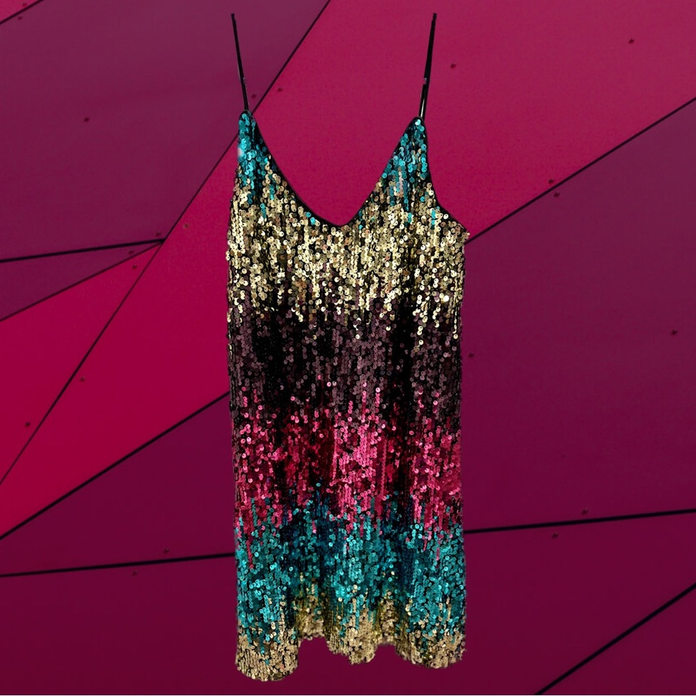 Multicolor Sequin Mini Party Dress XS